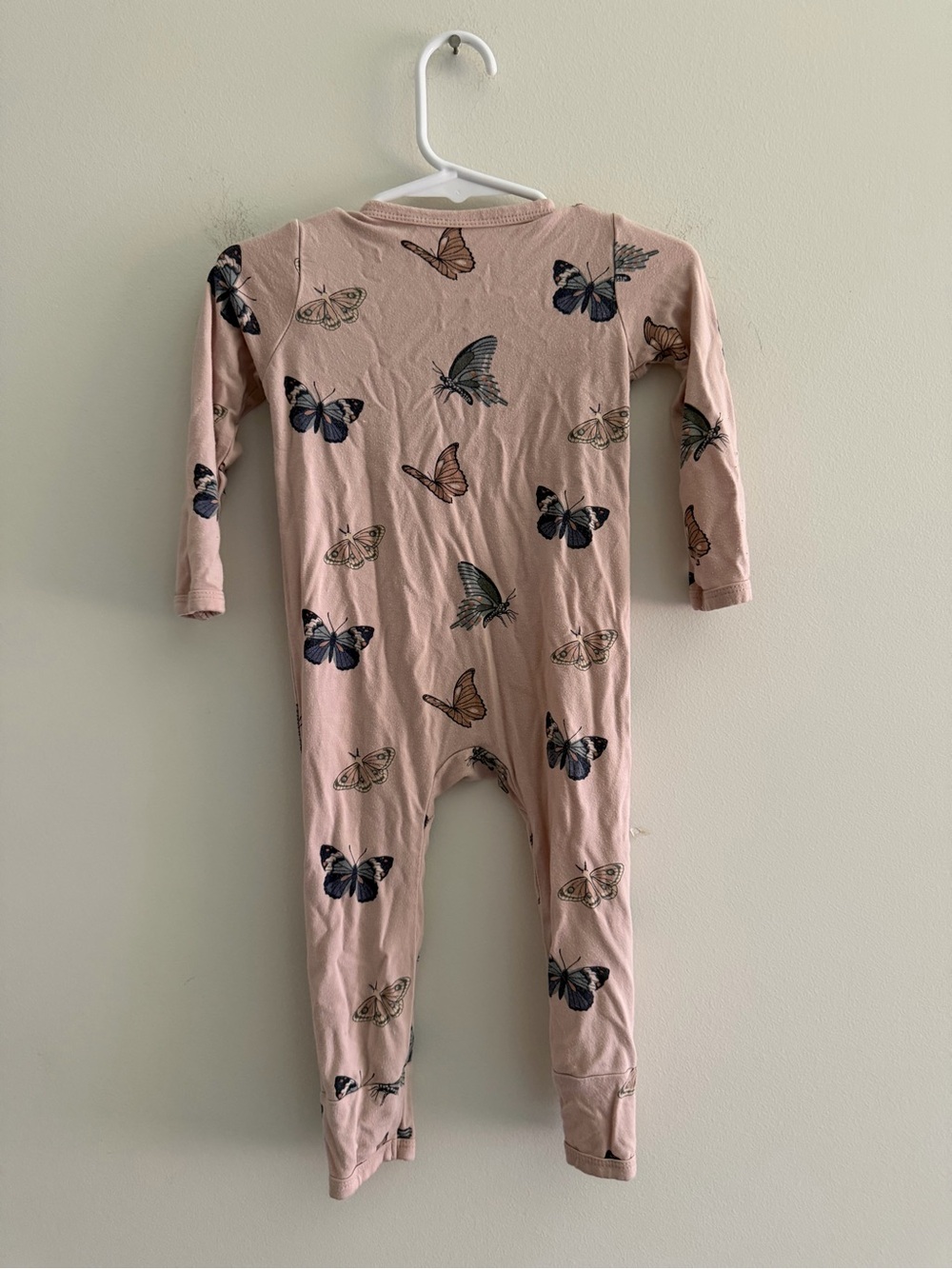 Kyte Baby Butterfly Bamboo Zipper Sleeper Pajamas 12-18M Pink Print Romper - Picture 4 of 6